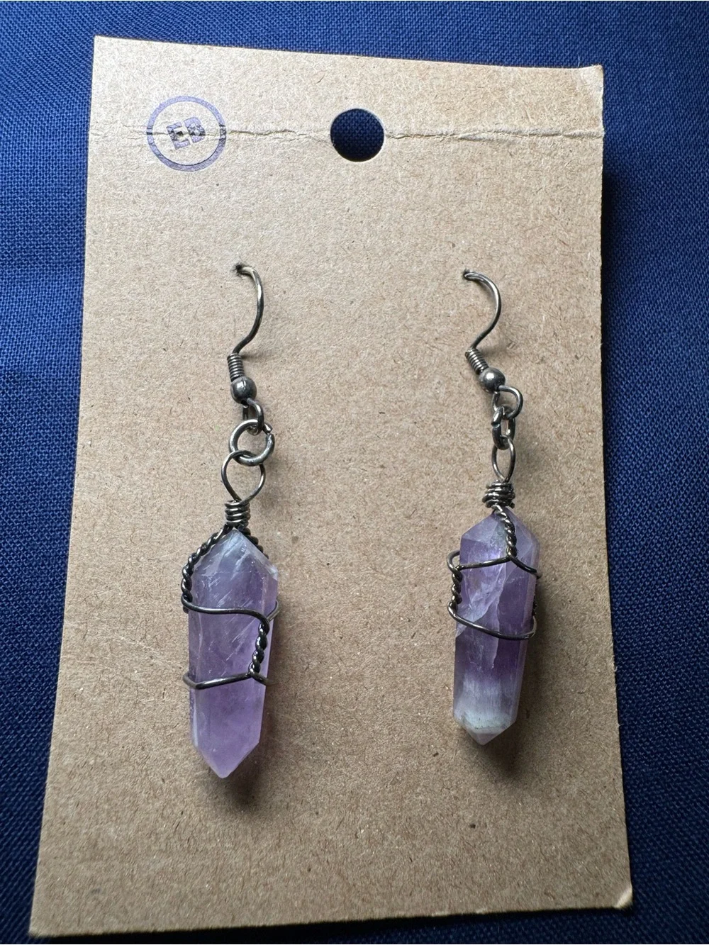 EARTHBOUND Purple Amethyst Wrapped Crystal Drop Earrings